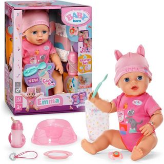 Poupon Emma - BABY BORN - 43 cm - Click & Play - 10 Fonctions + 8 accessoires - Sans piles bras et coudes articulés