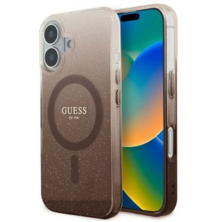 Coque Guess IML Glitter Gradient MagSafe pour iPhone 16 Plus - Brown