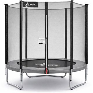 Trampoline KANGUI - GRIS Ø 180‑183 cm – Enfant – Filet de sécurité – Certification CE & NF EN 71–14