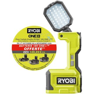 Lampe LED - RYOBI - 18V - pivotable - 1 500 / 700 / 200 Lumens - Ports USB-A et USB-C - Compatible RYOBI® LINK et base magnétique