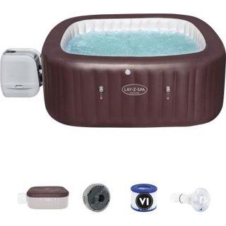 Spa gonflable BESTWAY - Lay-Z-Spa Maldives - 201 x 201 x 80 cm - 5 à 7 places - Carré (Couverture pompe cartouche diffuseur