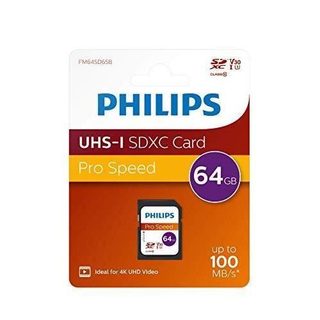 Carte SD - PHILIPS - 64 Go - Classe 10 - UHS-I U3 - Compatible 4K