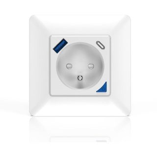Prise encastrée connectée intérieure - KYF - Wifi - Avec compteur d’énergie + Prise USB et USB - C