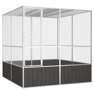 Vidaxl Cage à oiseaux - Anthracite - 213 5x217 5x211 5 cm - Acier galvanisé - Grande taille