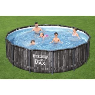 Ensemble de piscine ronde Steel Pro MAX 427x107 cm Bestway - Hors-sol - Filtre à cartouche - Gris - Autoportante