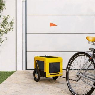 vidaXL Remorque de vélo pour chien jaune et noir tissu oxford et fer 93910