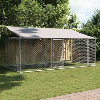 Vidaxl Cage pour chien avec toit et portes gris 4x2x2m galvanisé 3209563