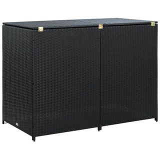 vidaXL Abris pour poubelle double Résine tressée Noir 148x80x111 cm