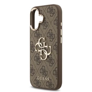 Guess PU Leather 4G Big Logo Gold Frame Case for iPhone 17 6.3 Brown - GUHCP17S4GMGCBR