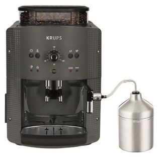 KRUPS Machine à café broyeur grain Mousseur de lait 2 tasses espressos simultané Nettoyage automatique Essential grise YY5149FD
