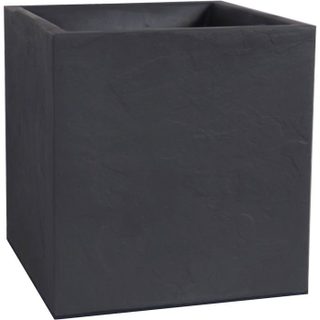 Pot de fleurs Carré 40 cm - EDA - Volcania - 31 L - Intérieur/Extérieur - Décor Pierre - 39 5 x 39 5 x H. 43 5 cm - Gris Anthracite