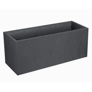 Jardinière - EDA - Volcania - 98 L - Intérieur / Extérieur - Décor Pierre - 99 5 x 39 x H. 43 cm - Gris Anthracite