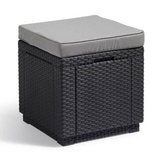 Table-pouf de jardin Keter - ALLIBERT by KETER - Cube avec coussin - Gris graphite - 471 L