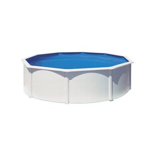 GRE - Kit Piscine hors sol acier ronde blanche Ø480 x 122 cm (Livrée avec filtre à sable et échelle)