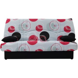 Canapé convertible clic clac 3 places - Tissu motif Planète gris - L 190 x P 92 cm - DREAM - Style Contemporain