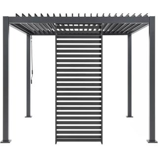 Ensemble GAYA - Pergola bioclimatique 300x300xH240 cm avec 1 persienne - Aluminium et acier - Gris