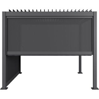 Ensemble GAYA - Pergola bioclimatique 300x300xH240 cm avec 2 stores - Aluminium et acier - Gris