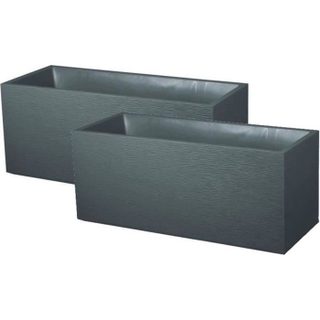 EDA Lot de 2 Jardinières Graphit - 99 5 x 39 x 43 cm - 97 6 L - Gris anthracite