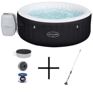 Spa gonflable BESTWAY - Lay-Z-Spa Miami - 120 airjets - 180 x 66 cm - 2 à 4 places - Rond + Balai aspirateur électrique Aquascan