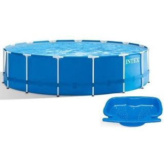 Kit piscine metal frame ronde tubulaire (ø)457 x (h)122m et pédiluve