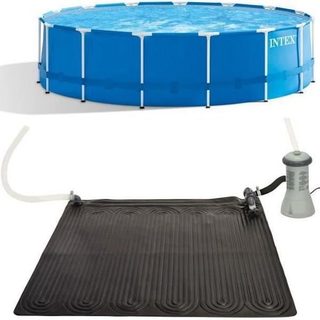 Kit piscine metal frame ronde tubulaire (ø)457 x (h)122m et chauffage solaire