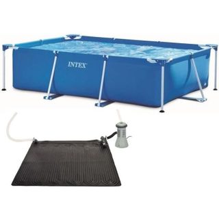 Kit piscine metal frame junior rect tubulaire (l)300 x (l)200 x (h)075m et chauffage solaire