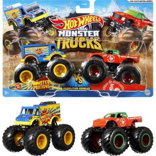 Hot Wheels - Coffret 2 véhicules Monster Truck Double Démolition - Petites Voitures - 3 ans et + FYJ64