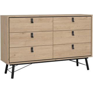 Commode RY - 6 Tiroirs - Décor Chêne - L150 3 x P40 1 x H94 8 cm