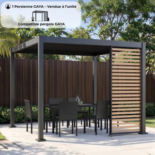 Persienne pour pergola - Aluminium - Gris et naturel - 229 x 93 cm