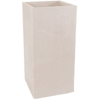 Bac à fleurs Carré Haut 40 cm - EDA - Volcania - 31 L - Intérieur/Extérieur - 39 5 x 39 5 x H. 80 cm - Beige Calcaire