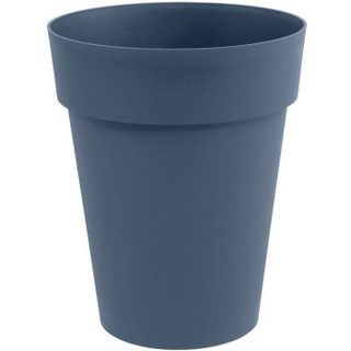 EDA - Pot de fleurs Rond mi-haut - Toscane - Ø 44 x 53 cm - Intérieur / Extérieur - 50 L - Bleu Jean