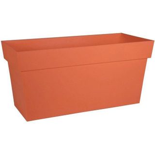 Jardinière Muret à réserve deau avec roulettes - EDA - Toscane - 74 L - 79 x 35 x H.39 cm - Orange Terre Battue
