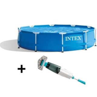 Kit Piscine hors sol tubulaire INTEX - Metal Frame - 305 x 76 cm - Ronde (Pompe et cartouche) - 28202NP + Nettoyeur Intex