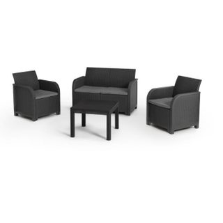 Salon de jardin en résine – Allibert by KETER - 4 personnes – SAN REMO – Gris graphite