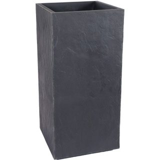 Bac à fleurs Carré Haut 40 cm - EDA - Volcania - 31 L - Intérieur/Extérieur - 39 5 x 39 5 x H. 80 cm - Gris Anthracite