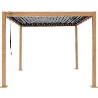 Pergola bioclimatique - GAYA - Structure en aluminium et en acier - Aspect Bois - 3 x 3 m