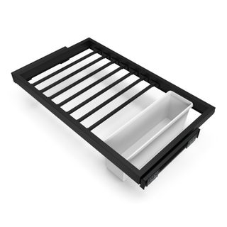 Kit de 7 porte-pantalons- 2 plateaux et cadre coulissant à fermeture douce pour armoires- module 900mm- Noir texturé