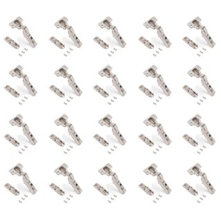 Lot de 20 charnières coudées X91 à fermeture amortie avec embases droite à visser -  Hauteur 1 -  Acier -  Nickelé