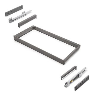 Rack avec glissières à extension totale et à fermeture douce pour accessoires d'armoire Quartz - 812-838mm - Aluminium et plas