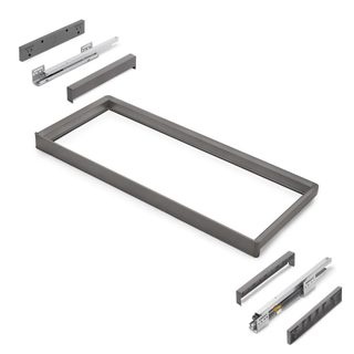 Rack avec glissières à extension totale et à fermeture douce pour accessoires d'armoire Quartz -  912-938mm -  Aluminium et plas