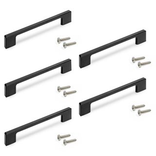 Lot de 5 poignées pour meubles Montréal - L160mm - entraxe 128mm - Zamak - Peint en noir