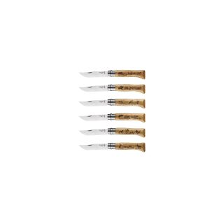 OPINEL Lot de 6 Couteaux - Tradition N°8 Gravure Animalia