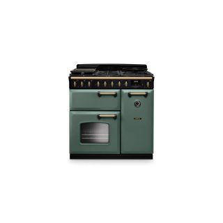 FALCON piano de cuisson classic deluxe 90 cm NGC table gaz mixte vert mineral laiton antique