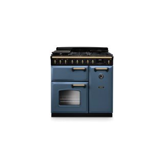 FALCON piano de cuisson classic deluxe 90 cm NGC table gaz roche bleue laiton antique