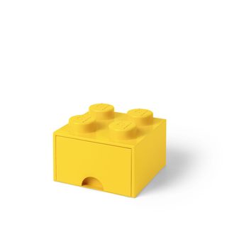 Brique de rangement 4 tenons à tiroir - jaune