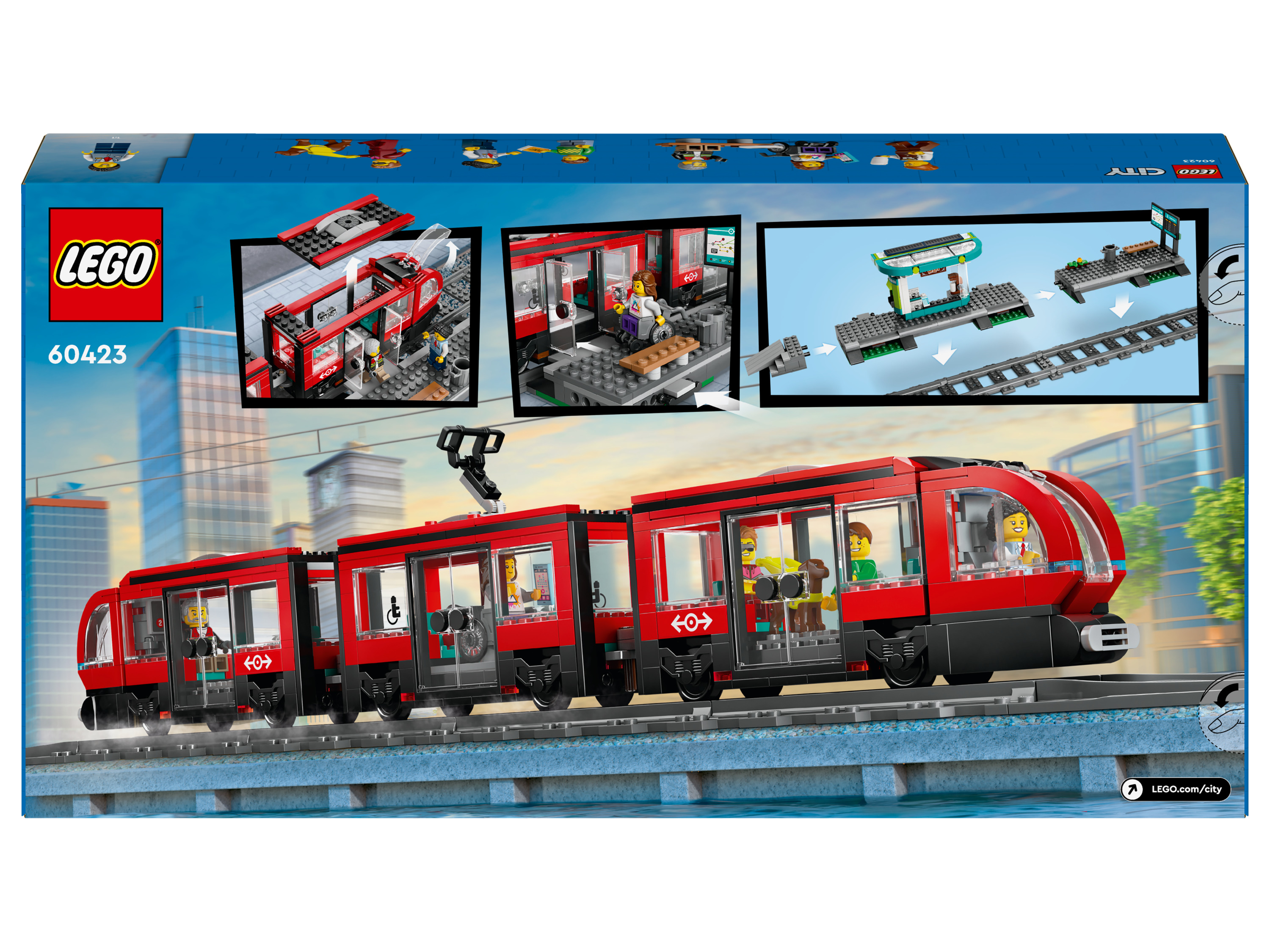 LEGO® CITY 60423 Le tramway et la station du centre-ville.