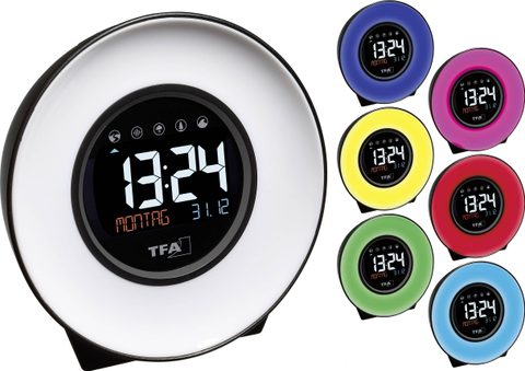 TFA Dostmann 60.2023.02 à quartz Réveil blanc, bleu, jaune, vert, rose, rouge, bleu clair Heures de réveil 1 grand écran