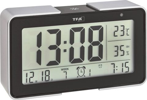 TFA Dostmann 60.2540.01 radiopiloté(e) Réveil noir, argent Heures de réveil 3