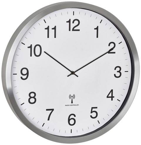 TFA Dostmann Horloge murale 60.3548.02 radiopiloté(e) 50.8 cm x 65 mm blanc, argent grand écran