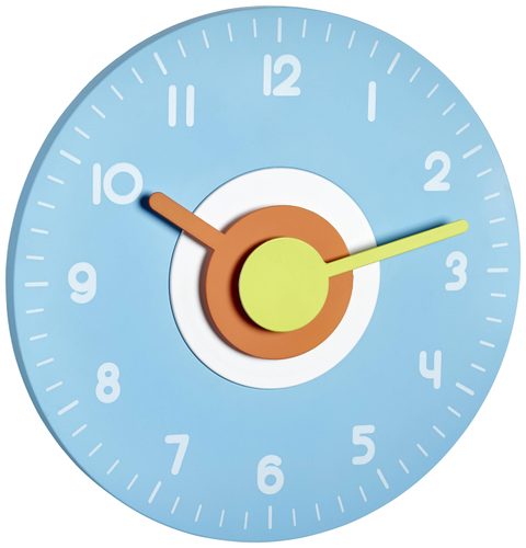 TFA Dostmann Horloge murale 60.3015.06 à quartz 23 cm x 40 mm bleu clair mécanisme dhorloge silencieux